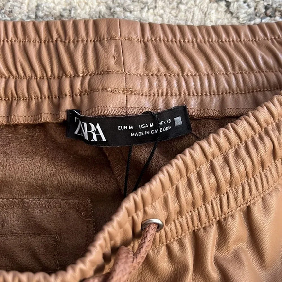 ZARA | Taupe Brown | FAUX LEATHER JOGGING PANTS (8372/087) - Picture 13 of 15